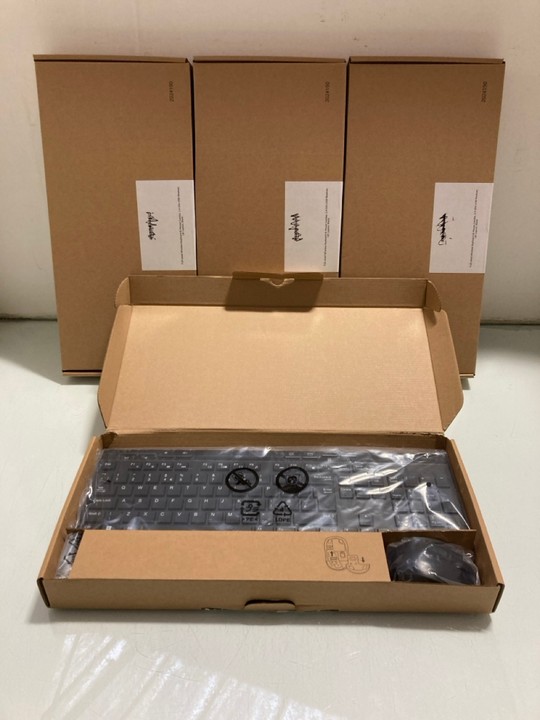 Lot 1262  
            Marchington SR15 - Parcel Delivery Only 

                
4 X FULL SIZED WIRELESS KEYBOARD & MOUSE COMBO: LOCATION - BR15