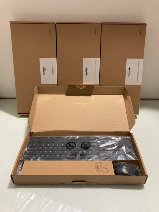 Lot 1263  
            Marchington SR15 - Parcel Delivery Only 

                
4 X FULL SIZED WIRELESS KEYBOARD & MOUSE COMBO: LOCATION - BR15