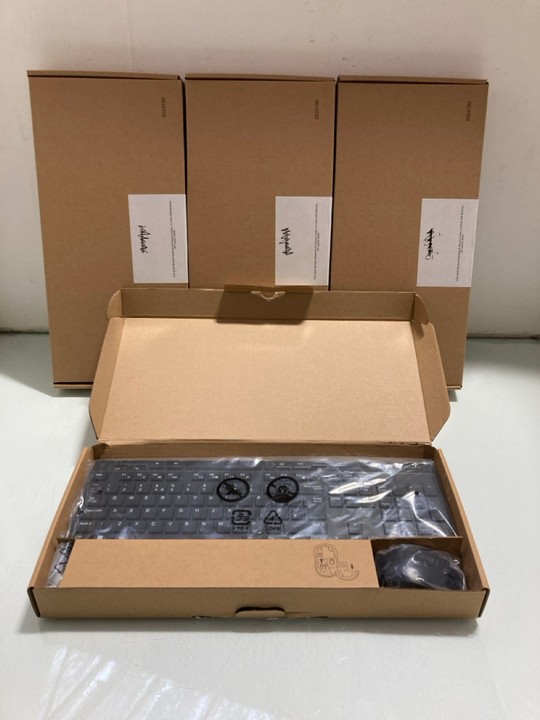 Lot 1264  
            Marchington SR15 - Parcel Delivery Only 

                
4 X FULL SIZED WIRELESS KEYBOARD & MOUSE COMBO: LOCATION - BR15