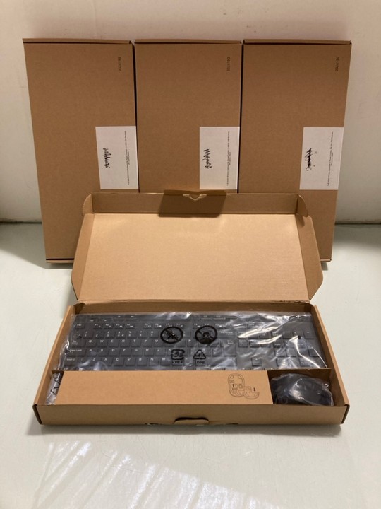 Lot 1266  
            Marchington SR15 - Parcel Delivery Only 

                
4 X FULL SIZED WIRELESS KEYBOARD & MOUSE COMBO: LOCATION - BR15