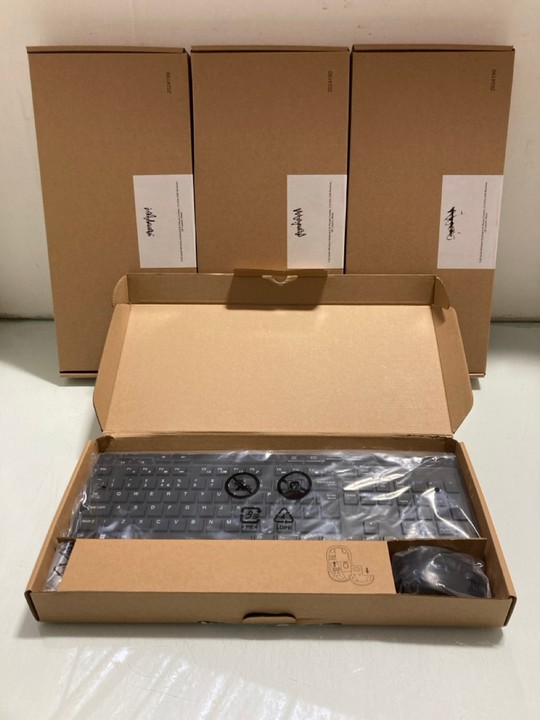 Lot 1267  
            Marchington SR15 - Parcel Delivery Only 

                
4 X FULL SIZED WIRELESS KEYBOARD & MOUSE COMBO: LOCATION - BR15