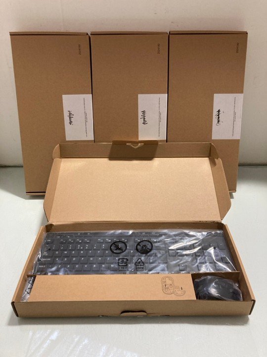 Lot 1268  
            Marchington SR15 - Parcel Delivery Only 

                
4 X FULL SIZED WIRELESS KEYBOARD & MOUSE COMBO: LOCATION - BR15
