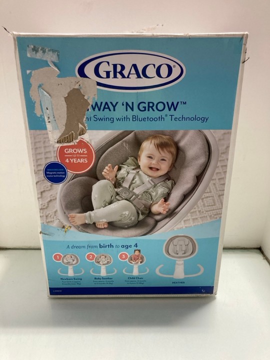 Lot 1292  
            Marchington SR15 - Parcel Delivery Only 

                
GRACO SWAY N GROW 3 IN 1 SILENT SWING WITH BLUETOOTH TECHNOLOGY ORIGINAL RRP: £18...