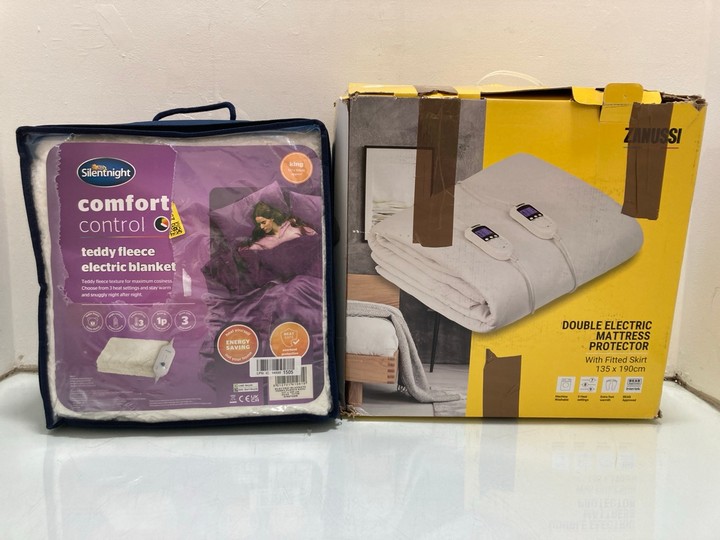 Lot 1308  
            Marchington SR15 - Parcel Delivery Only 

                
ZANUSSI DOUBLE ELECTRIC MATTRESS PROTECTOR TO INCLUDE SILENTNIGHT COMFORT CONTROL...