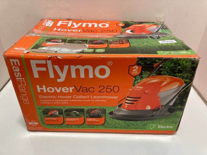 Lot 1314  
            Marchington SR15 - Parcel Delivery Only 

                
FLYMO EASI RANGE HOVER VAC 250 LAWN MOWER ORIGINAL RRP: £100: LOCATION - BR18