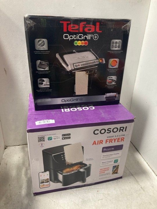 Lot 1321  
            Marchington SR15 - Parcel Delivery Only 

                
TEFAL OPTIGRILL PLUS - ORIGINAL RRP £179 TO INCLUDE COSORI AIR FRYER IN BLACK: LO...