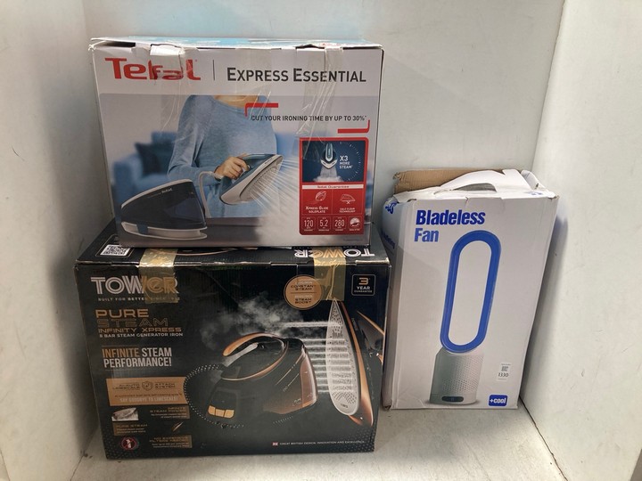 Lot 1330  
            Marchington SR15 - Parcel Delivery Only 

                
3 X ASSORTED APPLIANCES TO INCLUDE BLADELESS FAN IN WHITE/BLUE: LOCATION - AR1