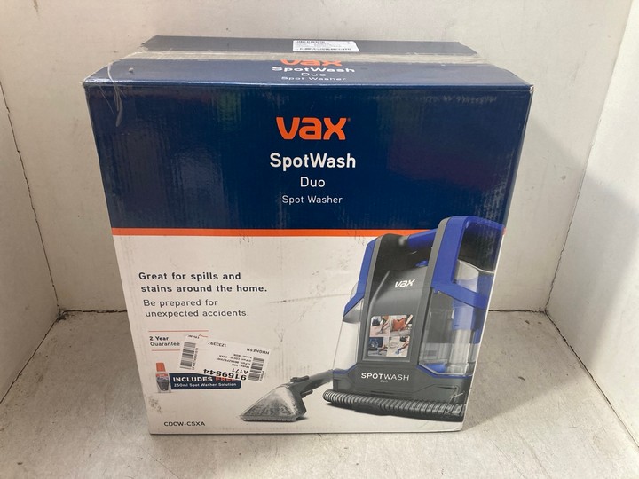Lot 1339  
            Marchington SR15 - Parcel Delivery Only 

                
VAX SPOT WASH DUO SPOT WASHER - MODEL: CDCW-CSXA: LOCATION - AR2