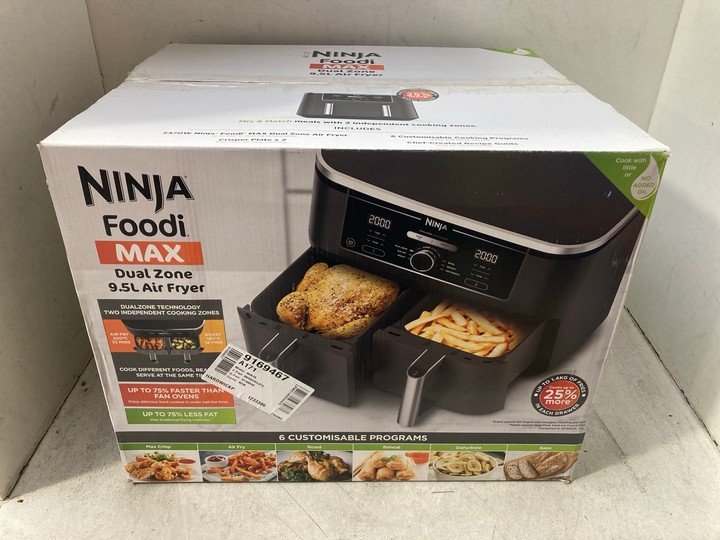 Lot 1341  
            Marchington SR15 - Parcel Delivery Only 

                
NINJA FOODI MAX DUAL ZONE 9.5L AIR FRYER ORIGINAL RRP: £230: LOCATION - AR2