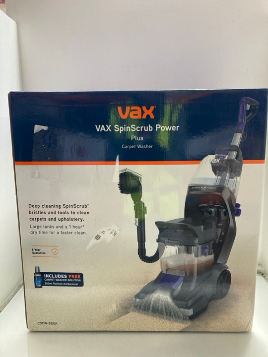 Lot 1370  
            Marchington SR15 - Parcel Delivery Only 

                
VAX SPINSCRUB POWER CARPET CLEANER - ORIGINAL RRP £250: LOCATION - AR3
