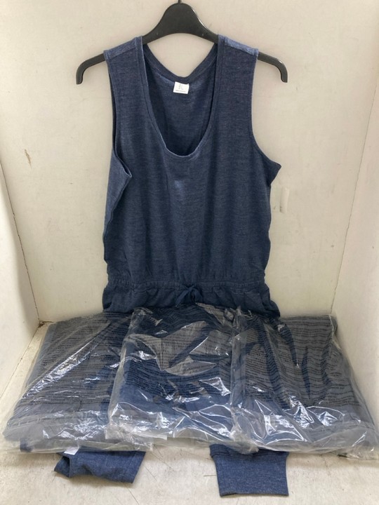 Lot 1419  
            Marchington SR15 - Parcel Delivery Only 

                
4 X SLEEVELESS LOUNGE JUMPSUITS IN NAVY - UK XS/M: LOCATION - AR6