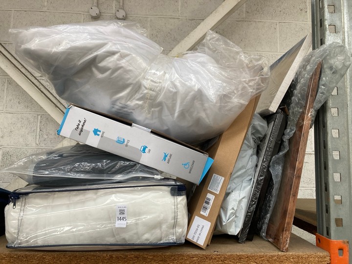 Lot 1445  
            Marchington SR15 - Parcel Delivery Only 

                
QTY OF ASSORTED ITEMS TO INCLUDE ERGONOMIC INNOVATIONS ORTHOPEDIC DONUT CUSHION: ...