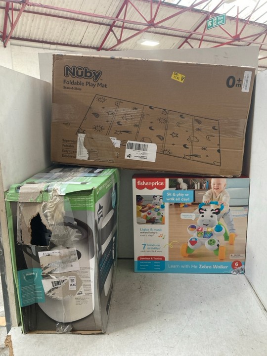 Lot 1446  
            Marchington SR15 - Parcel Delivery Only 

                
3 X ASSORTED BABY TODDLER ITEMS TO INCLUDE FISHER-PRICE LEARN WITH ME ZEBRA WALKE...