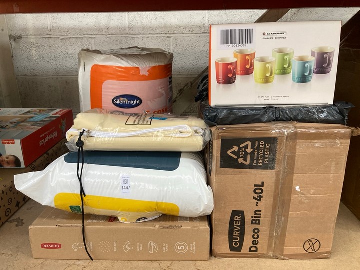 Lot 1447  
            Marchington SR15 - Parcel Delivery Only 

                
QTY OF ASSORTED ITEMS TO INCLUDE SILENTNIGHT WARM & COSY DOUBLE DUVET 15 TOG: LOC...