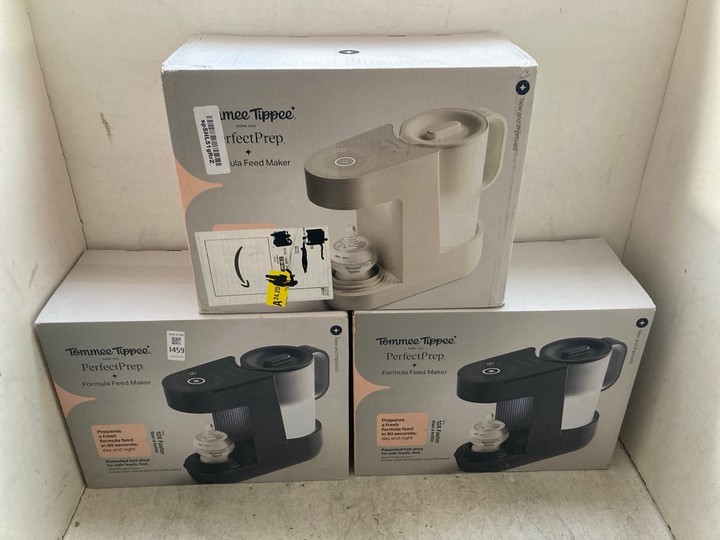 Lot 1459  
            Marchington SR15 - Parcel Delivery Only 

                
3 X ASSORTED TOMMEE TIPPEE PERFECT PREP FORMULA FEED MAKERS: LOCATION - AR9