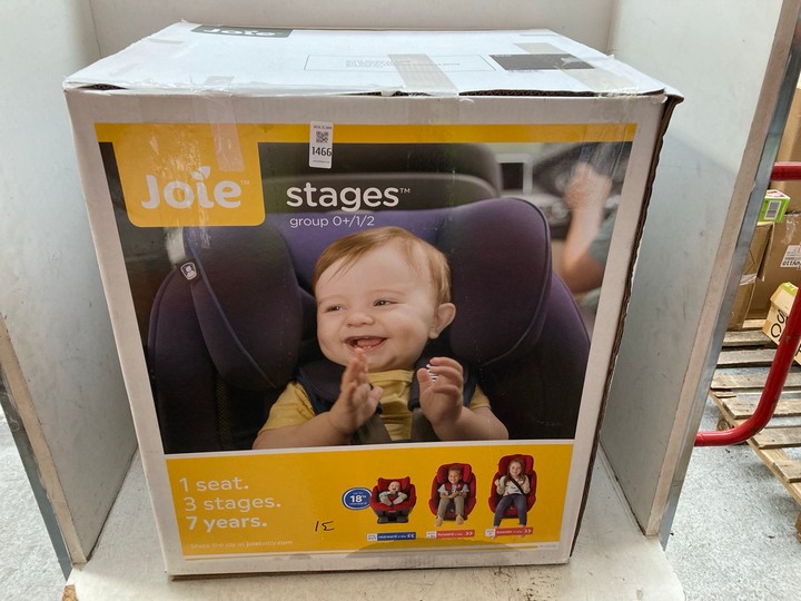 Lot 1466  
            Marchington SR15 - Parcel Delivery Only 

                
JOIE STAGES GROUP 0+/1/2 CHILD CAR SEAT IN COAL ORIGINAL RRP: £100: LOCATION - AR9
