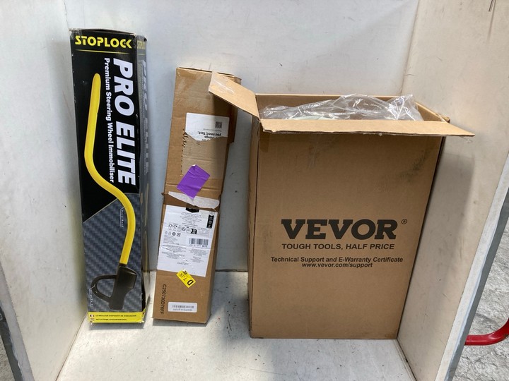 Lot 1476  
            Marchington SR15 - Parcel Delivery Only 

                
3 X ASSORTED ITEMS TO INCLUDE STOPLOCK PRO ELITE PREMIUM STEERING WHEEL IMMOBILIS...