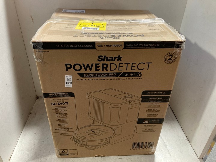 Lot 1491  
            Marchington SR15 - Parcel Delivery Only 

                
SHARK POWER DETECT NEVER TOUCH PRO 2 IN 1 ROBOT VACUUM CLEANER ORIGINAL RRP: £800...