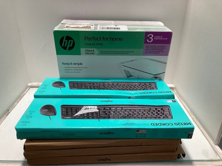 Lot 1523  
            Marchington SR15 - Parcel Delivery Only 

                
HP PERFECT FOR HOME DESKJET 2810E PRINTER TO INCLUDE QTY OF ASSORTED KEYBOARDS: L...