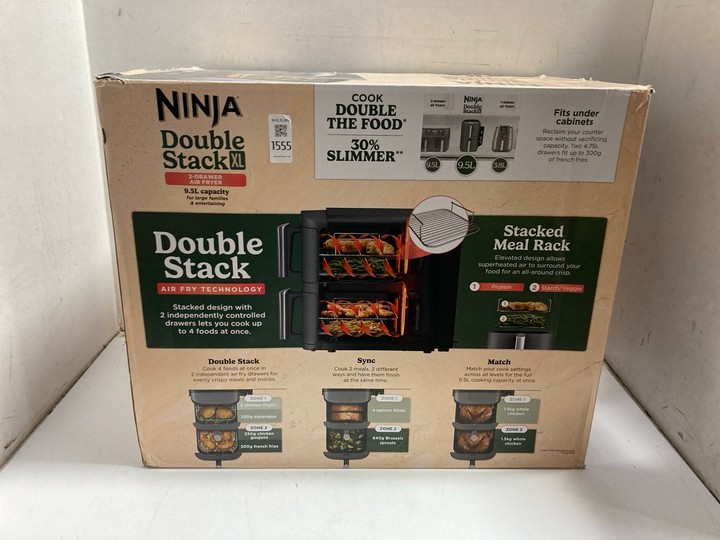 Lot 1555  
            Marchington SR15 - Parcel Delivery Only 

                
NINJA DOUBLE STACK XL AIR FRYER ORIGINAL RRP: £290: LOCATION - AR16
