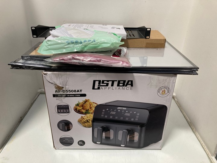 Lot 1562  
            Marchington SR15 - Parcel Delivery Only 

                
QTY OF ASSORTED ITEMS TO INCLUDE OSTBA AF-D5508AT DUAL DIGITAL AIR FRYER: LOCATIO...