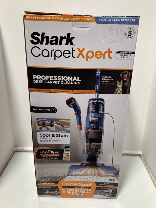 Lot 1563  
            Marchington SR15 - Parcel Delivery Only 

                
SHARK EX150UK CARPET XPERT SPOT & STAIN CARPET CLEANER - ORIGINAL RRP £249.99: LO...