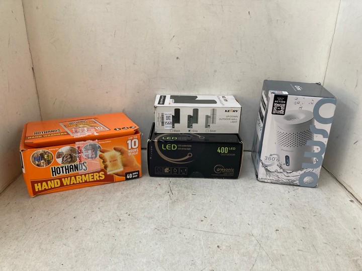 Lot 1568  
            Marchington SR15 - Parcel Delivery Only 

                
4 X ASSORTED ITEMS TO INCLUDE BOX OF HOT HANDS HAND WARMERS: LOCATION - A5T