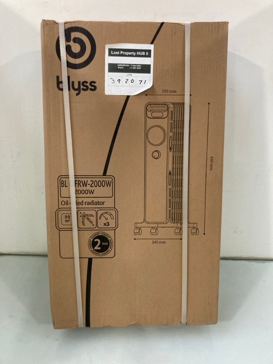 Lot 1596  
            Marchington SR15 - Parcel Delivery Only 

                
BLYSS 2000W OIL FILLED RADIATOR: LOCATION - A5T