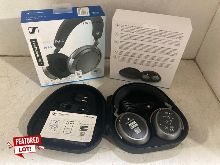 Lot 1603  
            Marchington SR15 - Parcel Delivery Only 

                
SENNHEISER MOMENTUM 4 WIRELESS HEADPHONES IN BLACK - ORIGINAL RRP £199.00: LOCATI...
