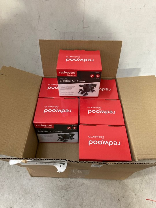 Lot 1623  
            Marchington SR15 - Parcel Delivery Only 

                
BOX OF 6 X REDWOOD LEISURE ELECTRIC AIR PUMPS: LOCATION - A5T
