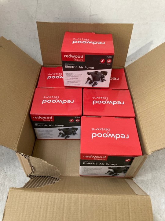 Lot 1624  
            Marchington SR15 - Parcel Delivery Only 

                
BOX OF 6 X REDWOOD LEISURE ELECTRIC AIR PUMPS: LOCATION - A5T
