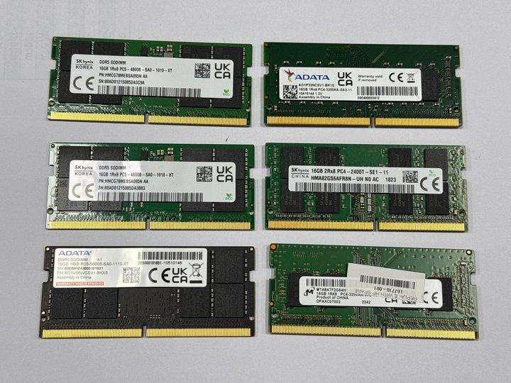 Lot 117  
            Nationwide - Parcel Delivery Only 

                
6 X 16GB RAM STICKS TO INCLUDE SKHYNIX DDR5, MICRON & ADATA CARDS LAPTOP PARTS. [...