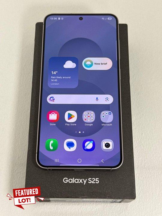 Lot 126  
            Nationwide - Parcel Delivery Only 

                
SAMSUNG GALAXY S25 SMARTPHONE IN SILVER SHADOW: MODEL NO SM-S931B/DS (WITH BOX, M...