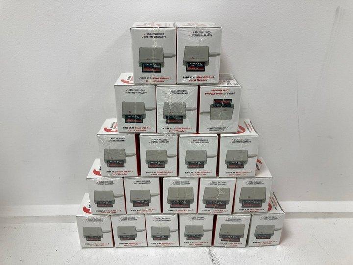 Lot 132  
            Nationwide - Parcel Delivery Only 

                
SWISS TRAVEL USB 2.0 MCR04 MINI 28-IN-1 CARD READER. (QUANTITY OF 20) [JPTM150003...