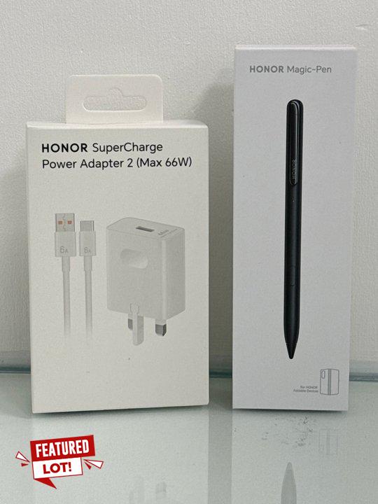 Lot 14  
            Nationwide - Parcel Delivery Only 

                
HONOR SUPER CHARGER POWER ADAPTER 2 (MAX 66W) & HONOR MAGIC PEN ACCESSORIES. (WIT...