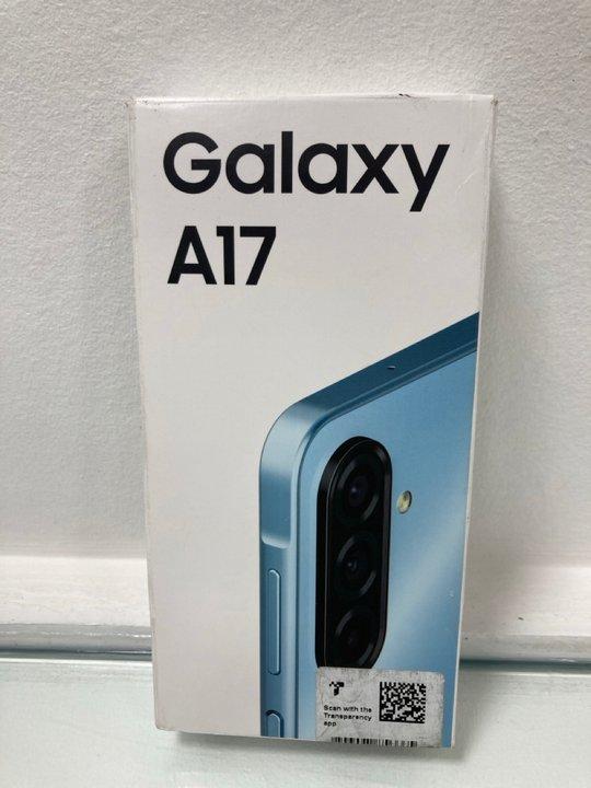 Lot 22  
            Nationwide - Parcel Delivery Only 

                
SAMSUNG GALAXY A17 128GB SMARTPHONE IN LIGHT BLUE: MODEL NO SM-A175F/DSB [JPTM151...