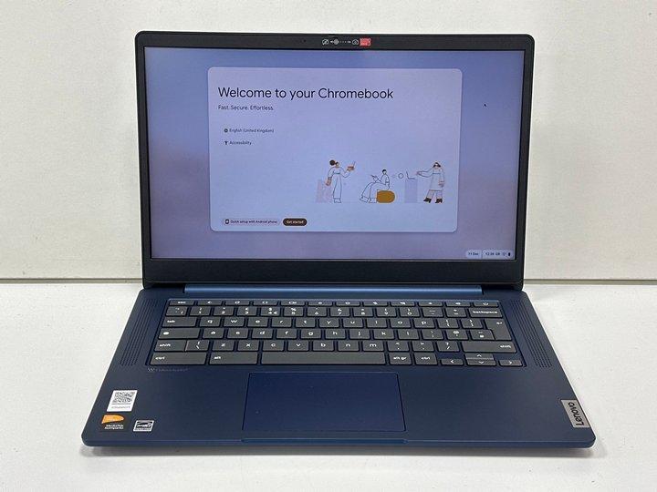Lot 76  
            Nationwide - Parcel Delivery Only 

                
LENOVO IDEAPAD SLIM 3 CHROME 128 GB LAPTOP IN ABYSS BLUE: MODEL NO 14M868 (WITH B...