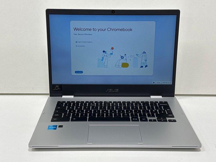 Lot 80  
            Nationwide - Parcel Delivery Only 

                
ASUS CHROMEBOOK 14 64 GB LAPTOP IN TRANSPARENT SILVER: MODEL NO CX1400CK (WITH BO...