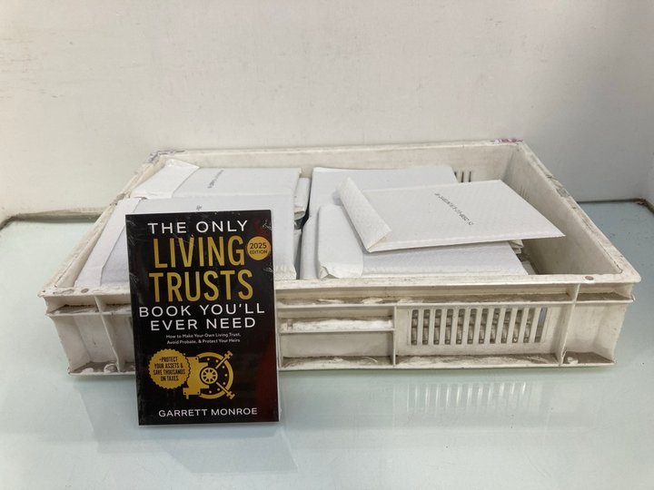 Lot 1003  
            Marchington SR14 - Parcel Delivery Only 

                
QTY OF 'THE ONLY LIVING TRUSTS BOOK YOU'LL EVER NEED' BY GARRETT MONROE: LOCATION...