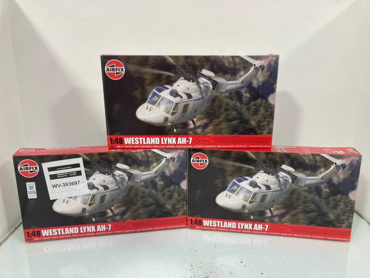 Lot 1016  
            Marchington SR14 - Parcel Delivery Only 

                
3 X AIRFIX WESTLAND LYNX AH-7 MODEL KITS - COMBINED ORIGINAL RRP £149.97: LOCATIO...