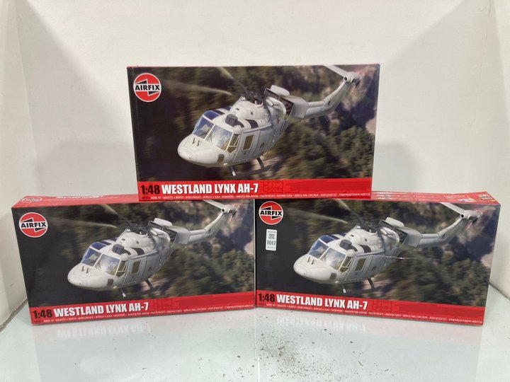 Lot 1017  
            Marchington SR14 - Parcel Delivery Only 

                
3 X AIRFIX WESTLAND LYNX AH-7 MODEL KITS - COMBINED ORIGINAL RRP £149.97: LOCATIO...