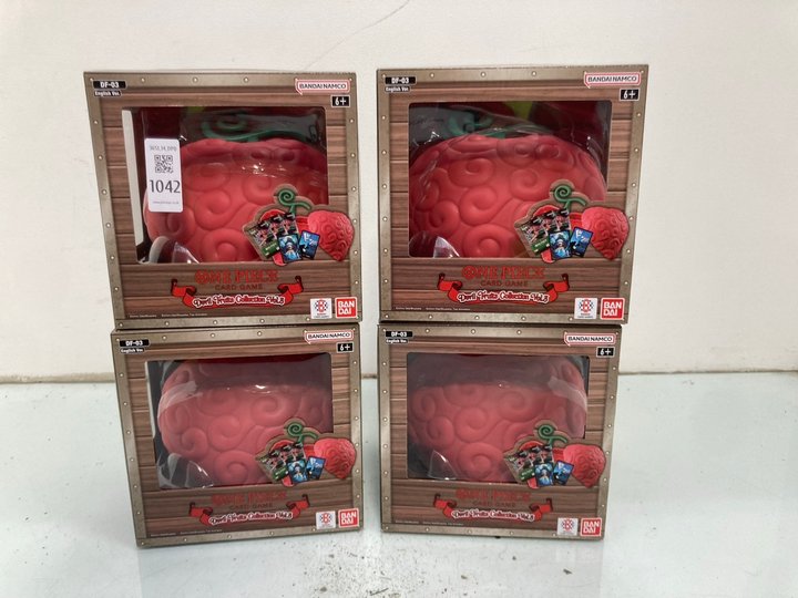 Lot 1042  
            Marchington SR14 - Parcel Delivery Only 

                
4 X ONE PIECE CARD GAME DEVIL FRUITS COLLECTION VOL. 3 - COMBINED ORIGINAL RRP £1...