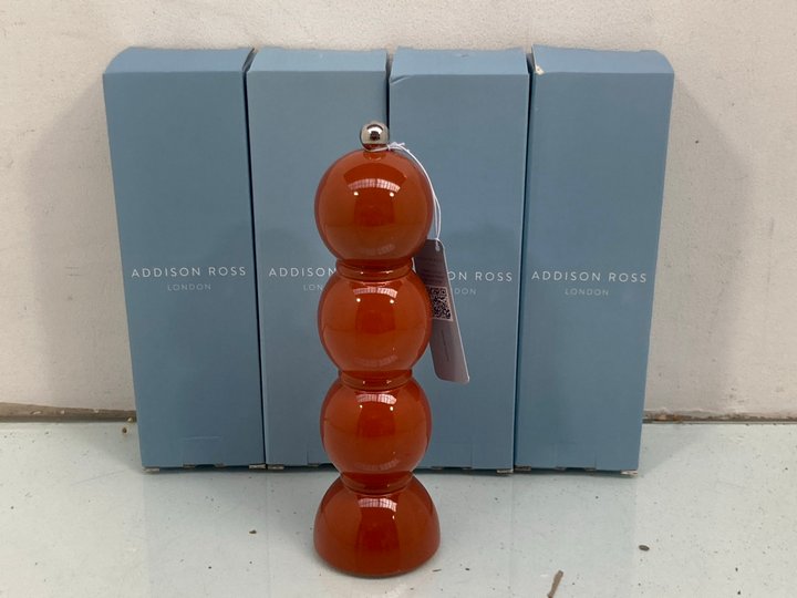 Lot 1046  
            Marchington SR14 - Parcel Delivery Only 

                
5 X ADDISON ROSS 24CM BOBBIN S & P GRINDER IN NUTMEG - MODEL: GR1023 - COMBINED O...