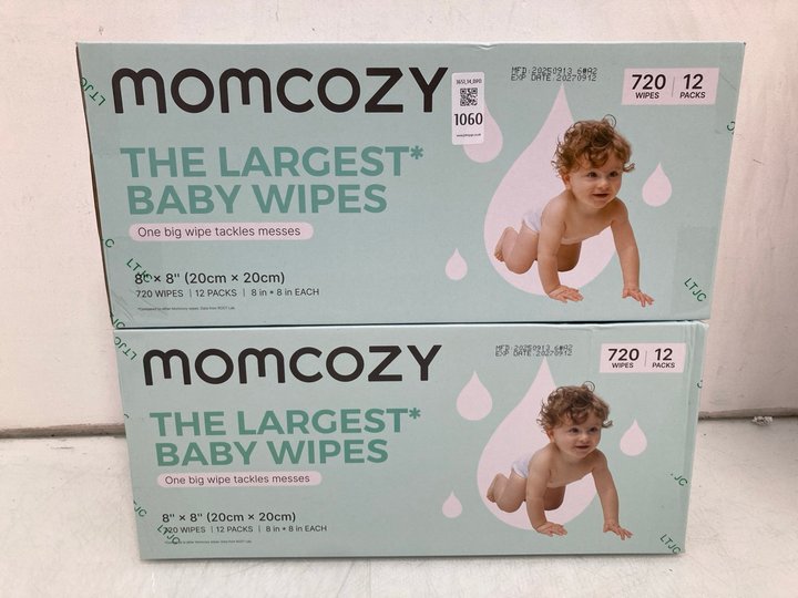 Lot 1060  
            Marchington SR14 - Parcel Delivery Only 

                
2 X BOXES OF 12 PACKS OF MOMCOZY WATER WIPES: LOCATION - C13