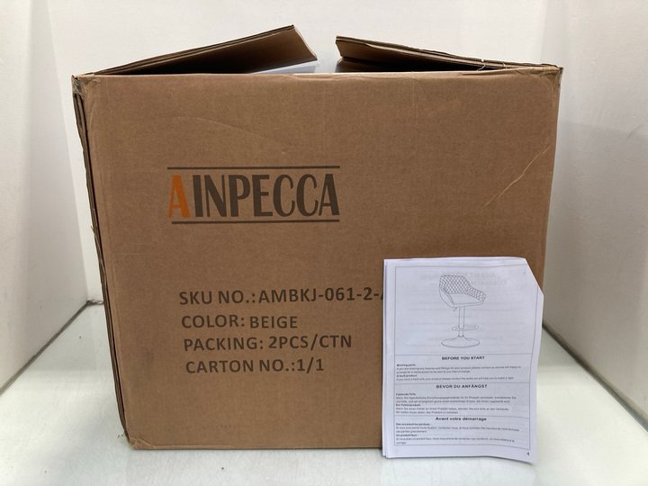 Lot 1067  
            Marchington SR14 - Parcel Delivery Only 

                
AINPECCA 2PCS BAR STOOLS IN BEIGE - MODEL: AMBKJ-061-2-A-BEIGE - ORIGINAL RRP £13...