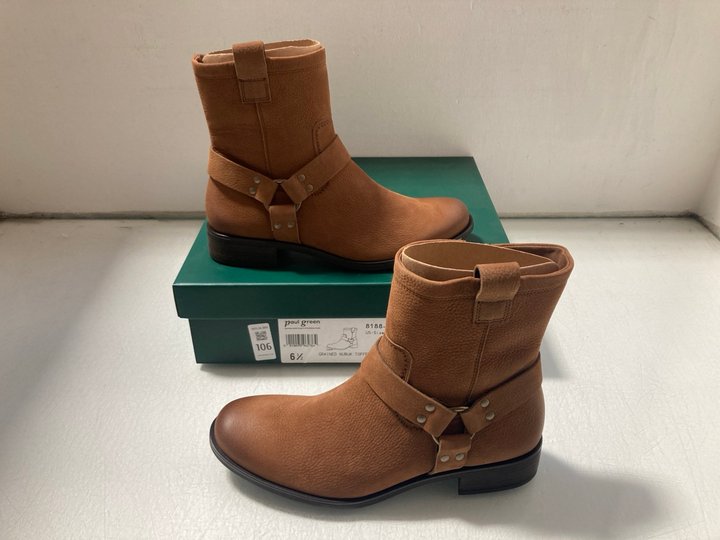 Lot 106  
            Marchington SR14 - Parcel Delivery Only 

                
PAUL GREEN GRAINED NUBUCK TOFFEE ANKLE BOOTS UK SIZE 6.5: LOCATION - A3