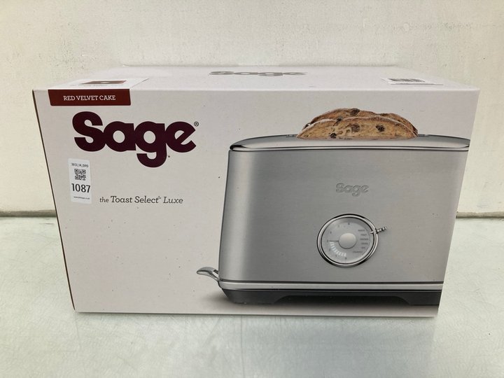 Lot 1087  
            Marchington SR14 - Parcel Delivery Only 

                
SAGE 'THE TOAST SELECT LUXE' COMPACT WIDE SLOT TOASTER - RED VELVET CAKE - MODEL ...