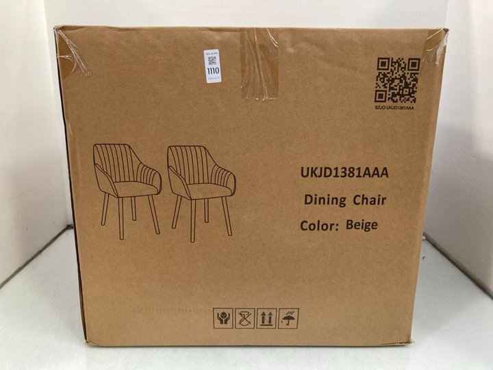 Lot 1110  
            Marchington SR14 - Parcel Delivery Only 

                
SET OF 2 DINING CHAIRS IN BEIGE - MODEL DM1381: LOCATION - C15