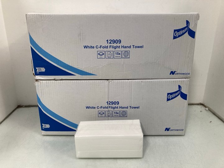 Lot 1203  
            Marchington SR14 - Parcel Delivery Only 

                
2 X BOXES OF OPTIMUM WHITE C-FOLD FLIGHT HAND TOWELS: LOCATION - C20