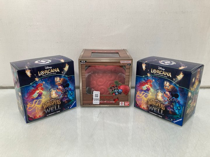 Lot 1205  
            Marchington SR14 - Parcel Delivery Only 

                
BANDAI NAMCO ONE PIECE DEVIL FRUITS COLLECTION VOL.3 CARD GAME TO INCLUDE 2 X DIS...